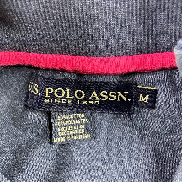US Polo Assn Sweater Men's medium Blue Long Sleeve 1/4 Zip Pull Over - Picture 7 of 10
